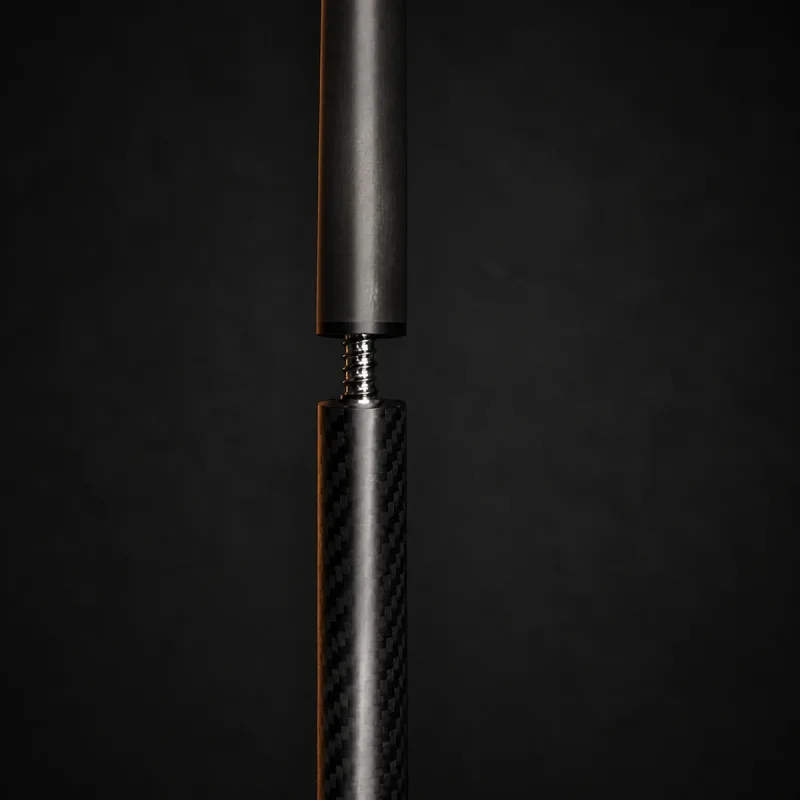 Separated AirLyft cue sections showing the silver joint